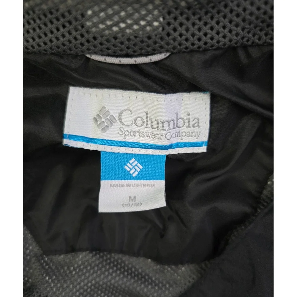 Columbia Omni-Tech Rain Jacket Black Hooded Waterproof Shell Boys Medium 10/12